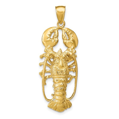 14k Yellow Gold Lobster Large 3D Pendant Charm