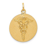 Carica l&#39;immagine nel visualizzatore di Gallery, 14k Yellow Gold Medical Caduceus Symbol Disc Pendant Charm
