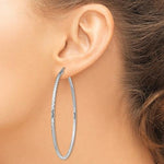 Lataa kuva Galleria-katseluun, Sterling Silver Diamond Cut Classic Round Hoop Earrings 60mm x 2mm
