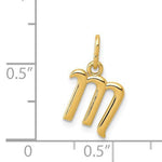 Load image into Gallery viewer, 10K Yellow Gold Lowercase Initial Letter M Script Cursive Alphabet Pendant Charm

