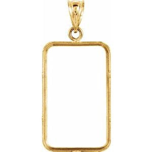 14K Yellow Gold Holds 23.5mm x 14mm Coins Credit Suisse 5 gram Tab Back Frame Mounting Holder Pendant Charm