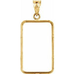 Загрузить изображение в средство просмотра галереи, 14K Yellow Gold Holds 23.5mm x 14mm Coins Credit Suisse 5 gram Tab Back Frame Mounting Holder Pendant Charm
