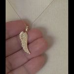 Load and play video in Gallery viewer, 14k Yellow Gold Angel Wing Pendant Charm
