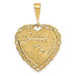 Carregar imagem no visualizador da galeria, 14k Yellow Gold Sweet 16 Heart Reversible Pendant Charm - [cklinternational]
