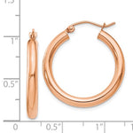 Cargar imagen en el visor de la galería, 14K Rose Gold 25mm x 3mm Classic Round Hoop Earrings

