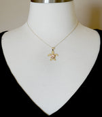 Load image into Gallery viewer, 14k Gold Two Tone Turtle Plumeria Flower Pendant Charm

