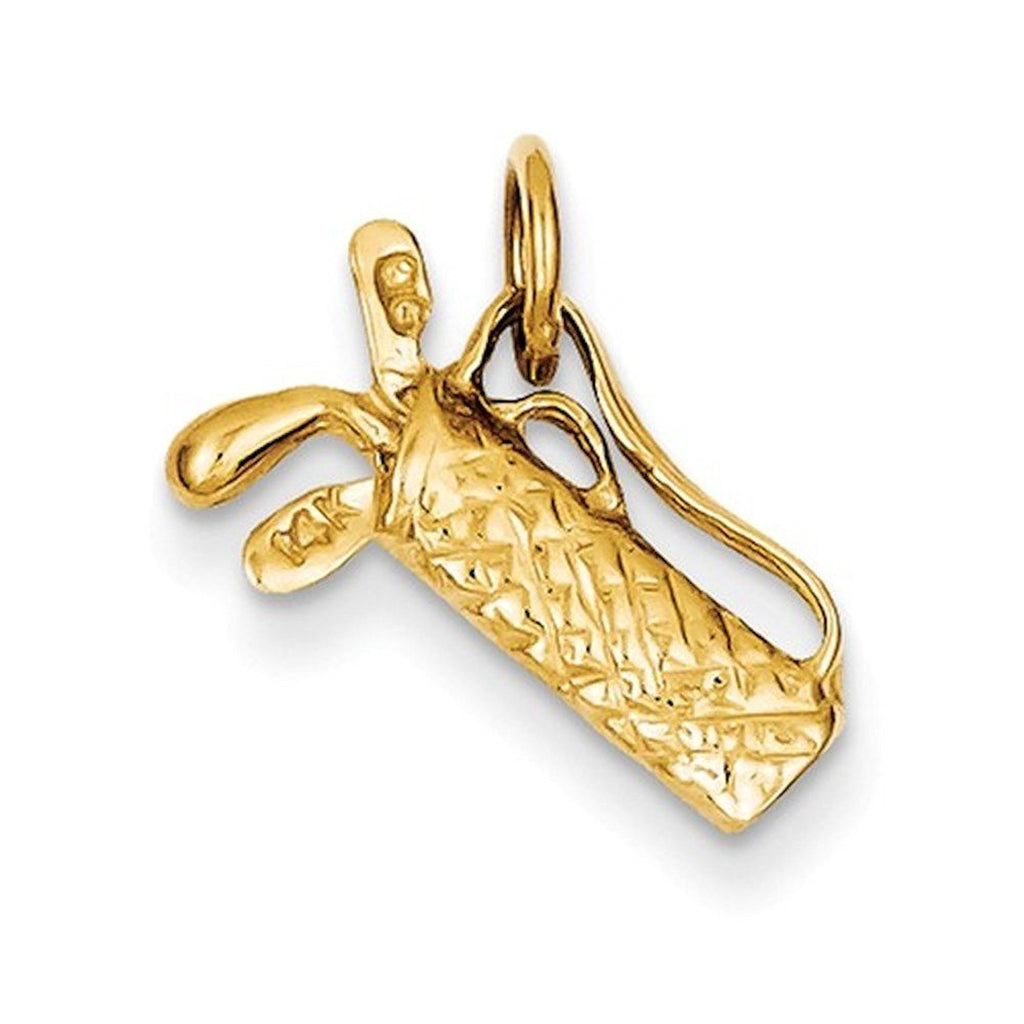 14k yellow gold golf clubs bag golfing 3d pendant charm