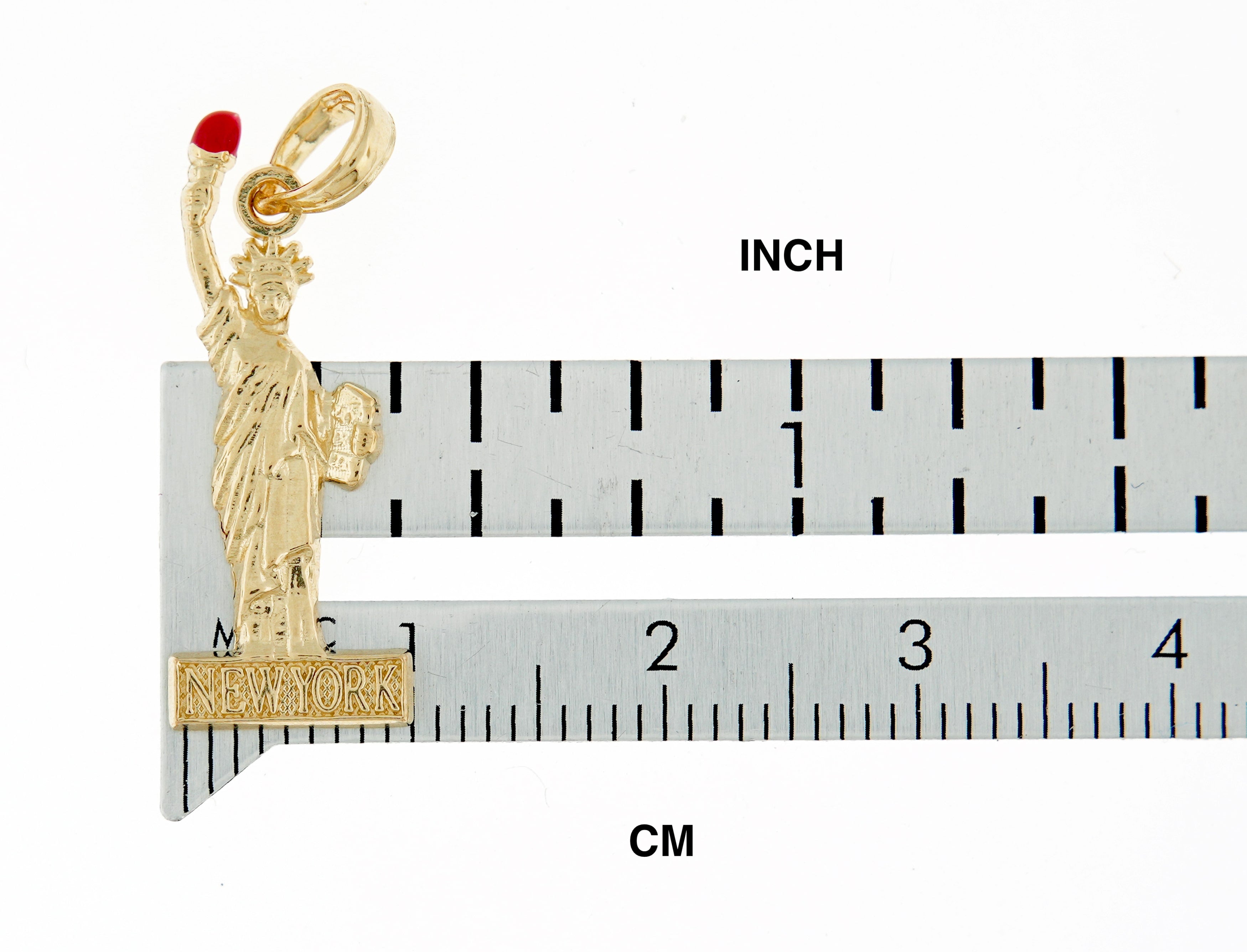14k yellow gold enamel new york statue liberty pendant charm