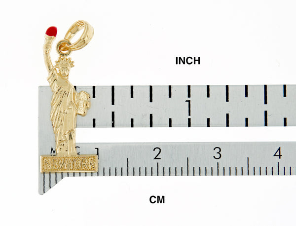 Load image into Gallery viewer, 14k yellow gold enamel new york statue liberty pendant charm