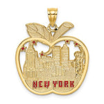 Carregar imagem no visualizador da galeria, 14k Yellow Gold Enamel New York Skyline Big Apple Pendant Charm
