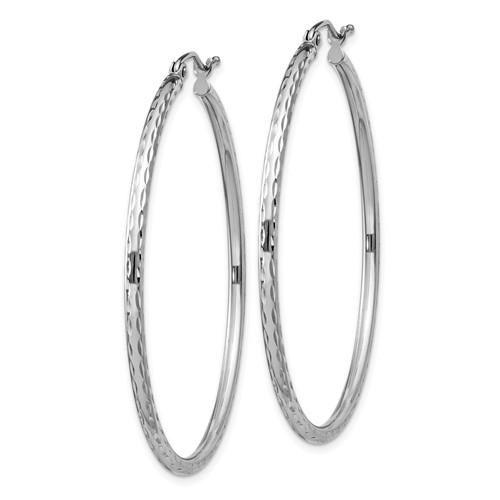 Sterling Silver Diamond Cut Classic Round Hoop Earrings 45mm x 2mm