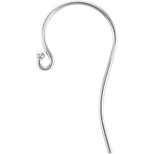 14k Yellow or 14k White Gold or Sterling Silver French Ear Wire with Ball End for Earrings 24mm x 10.8mm