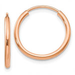 Charger l&#39;image dans la galerie, 14K Rose Gold 15mm x 1.5mm Endless Round Hoop Earrings
