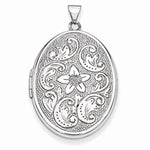 Load image into Gallery viewer, 14k White Gold Flower Scroll Photo Locket Pendant Charm
