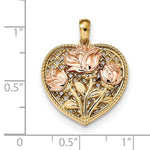 Charger l&#39;image dans la galerie, 14k Two Tone Gold Roses and Heart Pendant Charm

