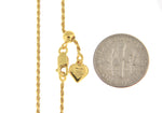 Indlæs billede til gallerivisning Sterling Silver Gold Plated 1.2mm Rope Necklace Pendant Chain Adjustable
