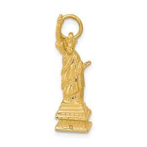 14k Yellow Gold New York Statue Liberty 3D Pendant Charm - [cklinternational]