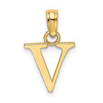 Load image into Gallery viewer, 14K Yellow Gold Uppercase Initial Letter V Block Alphabet Pendant Charm
