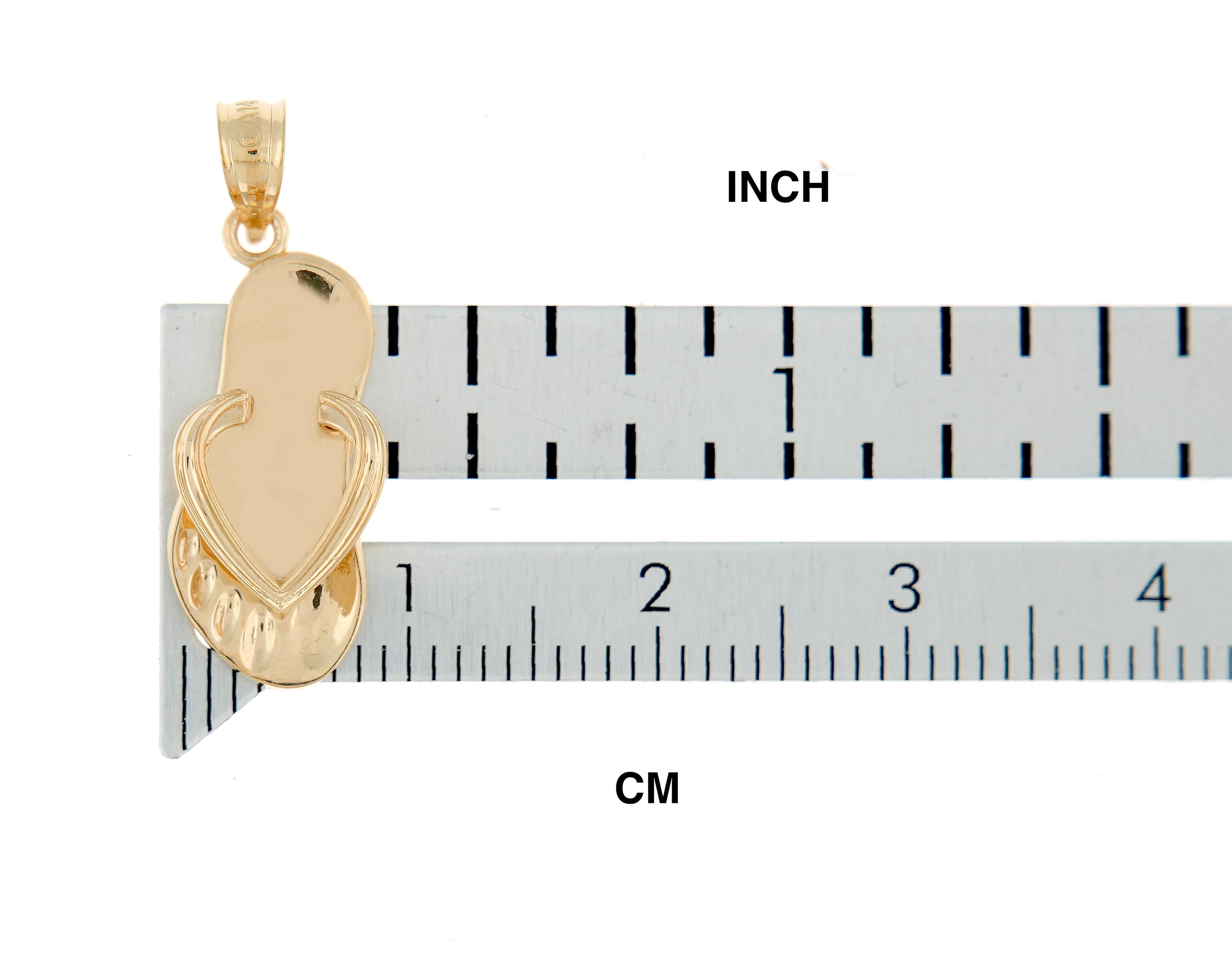 14k Yellow Gold Flip Flop Slipper Sandal 3D Pendant Charm