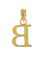 Indlæs billede til gallerivisning 10K Yellow Gold Uppercase Initial Letter B Block Alphabet Pendant Charm
