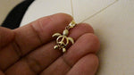 Load and play video in Gallery viewer, 14k Yellow Gold Peace Sign Turtle Open Back Pendant Charm
