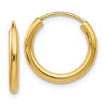 Загрузить изображение в средство просмотра галереи, 14K Yellow Gold 11mm x 2mm Round Endless Hoop Earrings
