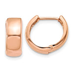 Load image into Gallery viewer, 14k Rose Gold Classic Round Polished Hinged Hoop Huggie Earrings
