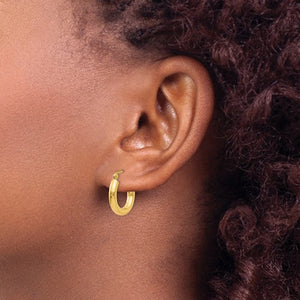 14K Yellow Gold 15mm x 3mm Lightweight Round Hoop Earrings