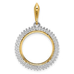 이미지를 갤러리 뷰어에 로드 , 14K Gold Two Tone Diamond Holds 16.5mm Coins 1/10 oz American Eagle 1/10 oz Krugerrand Coin Holder Bezel Prong Pendant Charm
