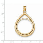 Charger l&#39;image dans la galerie, 14K Yellow Gold 1/4 oz One Fourth Ounce American Eagle Teardrop Coin Holder Prong Bezel Pendant Charm for 22mm x 1.8mm
