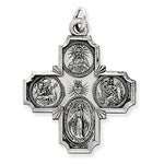 Carregar imagem no visualizador da galeria, Sterling Silver Cruciform Cross Four Way Medal Antique Style Pendant Charm
