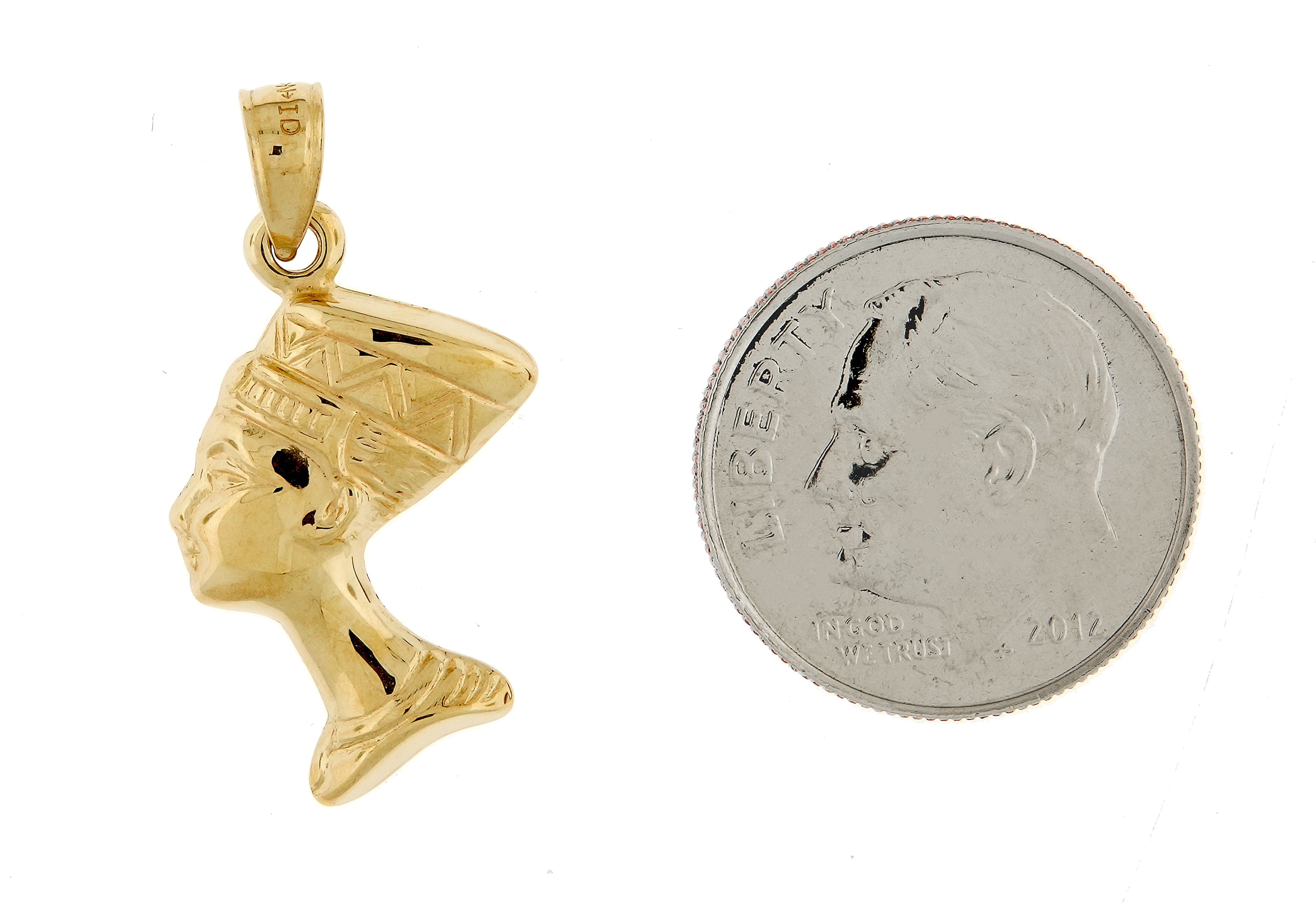 14k yellow gold egyptian nefertiti 3d pendant charm