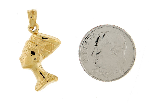 Kép betöltése a galériamegjelenítőbe: 14k yellow gold egyptian nefertiti 3d pendant charm