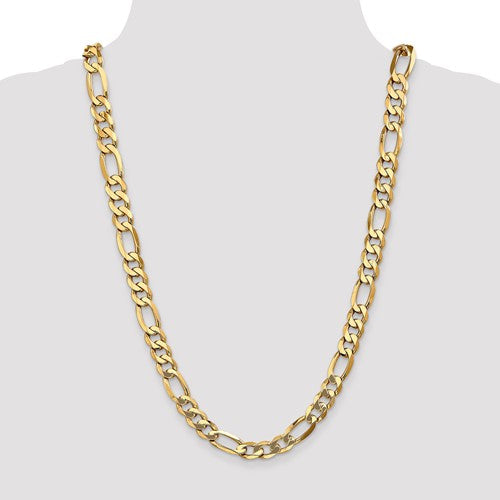 14K Yellow Gold 10mm Flat Figaro Bracelet Anklet Choker Necklace Pendant Chain