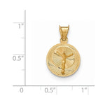 Indlæs billede til gallerivisning 14k Yellow Gold Corpus Crucified Christ Round Small Pendant Charm
