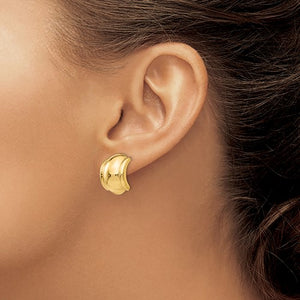 14K Yellow Gold Non Pierced Fancy Omega Back Clip On Earrings