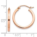 Charger l&#39;image dans la galerie, 14K Rose Gold Square Tube Round Hoop Earrings 20mmx2mm
