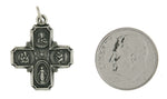 Afbeelding in Gallery-weergave laden, Sterling Silver Cruciform Cross Four Way Miraculous Medal Antique Style Pendant Charm
