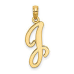 Cargar imagen en el visor de la galería, 14K Yellow Gold Script Initial Letter J Cursive Alphabet Pendant Charm

