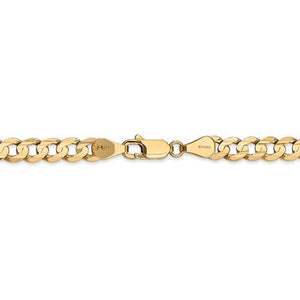 14K Yellow Gold 5.25mm Open Concave Curb Bracelet Anklet Choker Necklace Pendant Chain