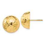 Załaduj obraz do przeglądarki galerii, 14k Yellow Gold 14mm Hammered Half Ball Button Post Earrings
