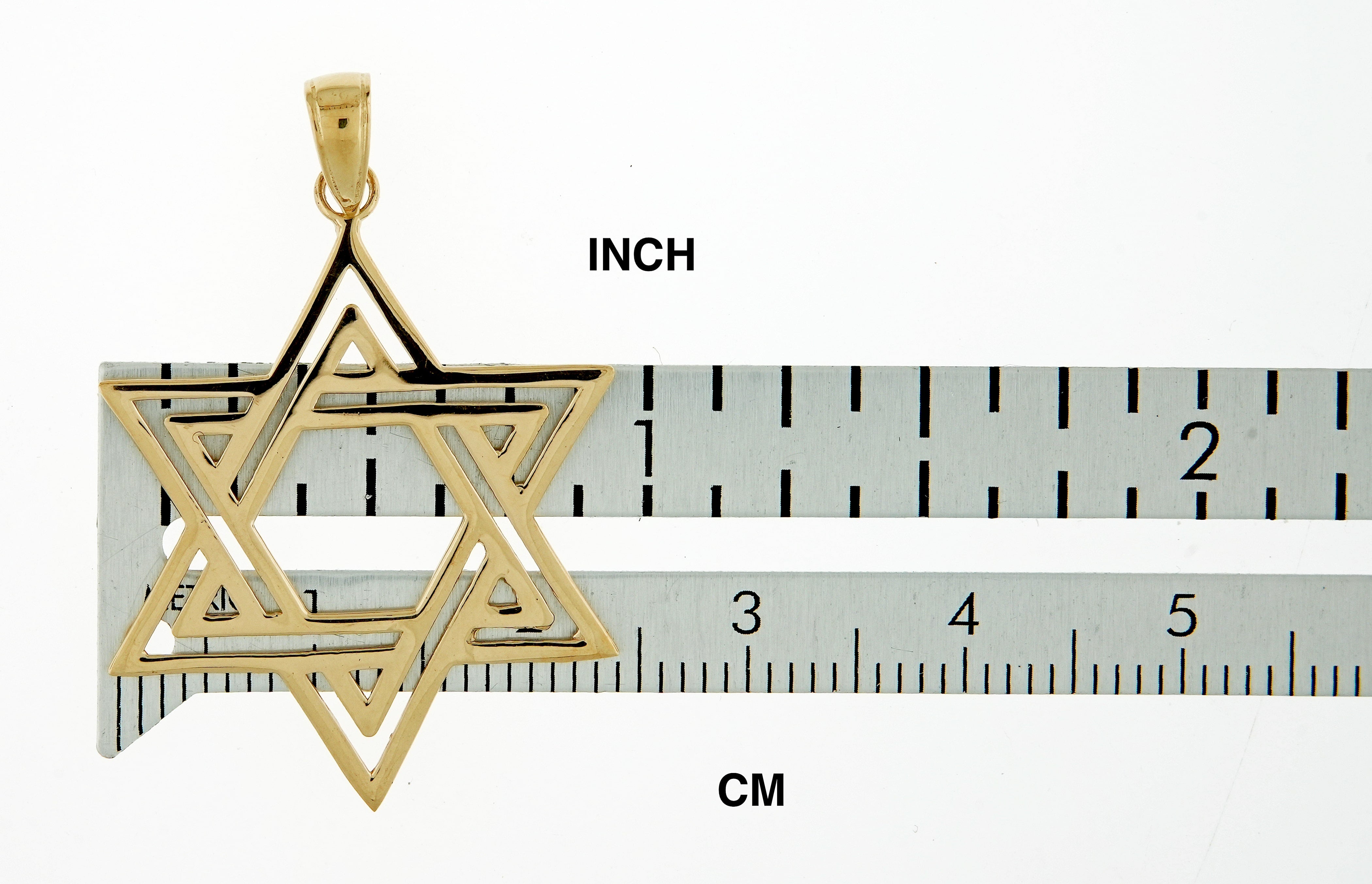 14K Yellow Gold Star of David Pendant Charm