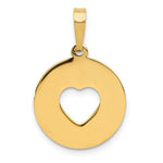 Indlæs billede til gallerivisning 14k Yellow Gold Round Circle Heart Cut Out Pendant Charm

