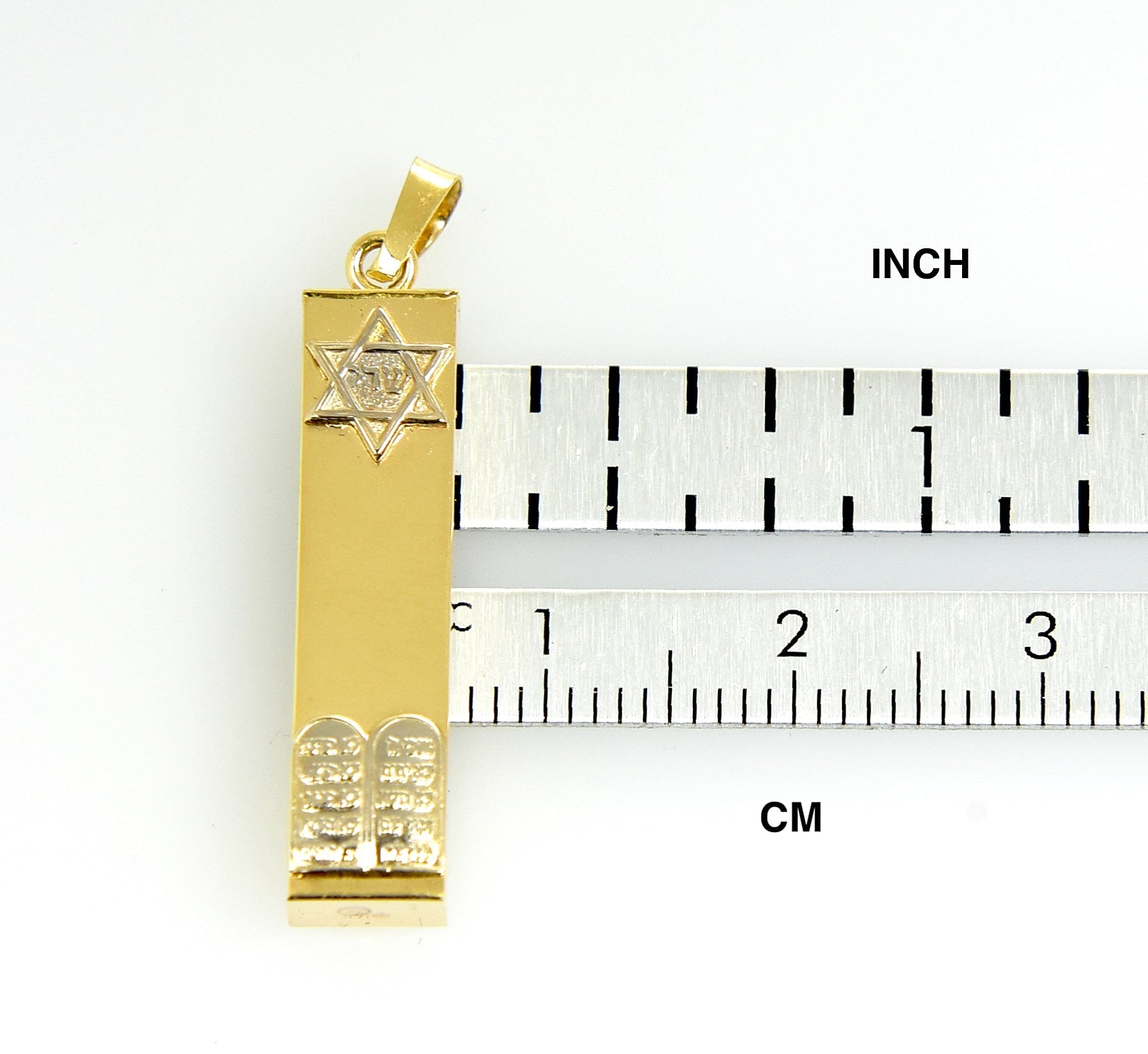 14k Gold Two Tone Mezuzah Star of David Torah Pendant Charm