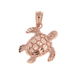 Lataa kuva Galleria-katseluun, 14k Rose Gold Turtle Open Back Pendant Charm
