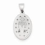 將圖片載入圖庫檢視器 14k White Gold Blessed Virgin Mary Miraculous Medal Oval Hollow Pendant Charm
