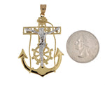 Φόρτωση εικόνας στο εργαλείο προβολής Συλλογής, 14k Gold Two Tone Mariners Cross Crucifix Pendant Charm - [cklinternational]
