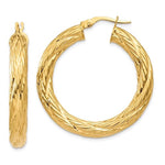 Φόρτωση εικόνας στο εργαλείο προβολής Συλλογής, 14K Yellow Gold 35mm x 4.5mm Textured Round Hoop Earrings
