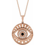 画像をギャラリービューアに読み込む, Platinum 14k Yellow Rose White Gold Eye Diamond Onyx Pendant Charm Necklace Set
