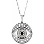 画像をギャラリービューアに読み込む, Platinum 14k Yellow Rose White Gold Eye Diamond Onyx Pendant Charm Necklace Set
